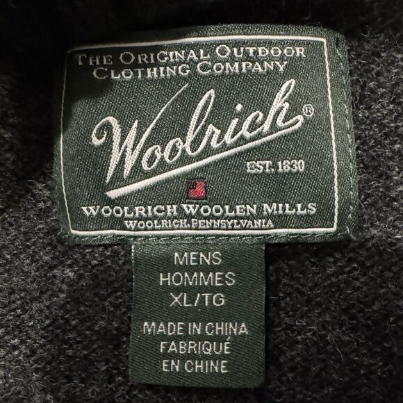Woolrich 100% Wool Crewneck Sweater Mens XL Charcoal Gray Knit Pullover Warm - Picture 3 of 10